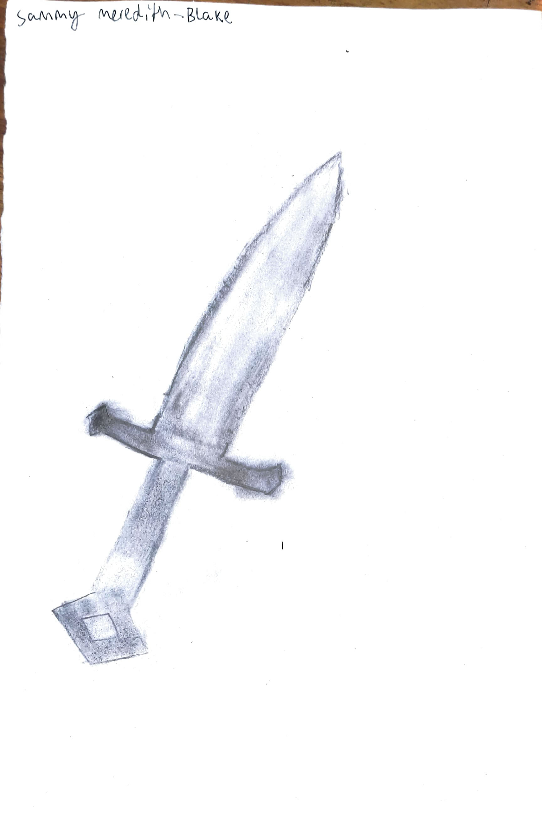 A game style sword drawn using a pencil